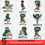 Ohio Bobcats Black Fan Girl Betty Boop Bundle 9, Svg Eps Dxf Png File, Digital Download