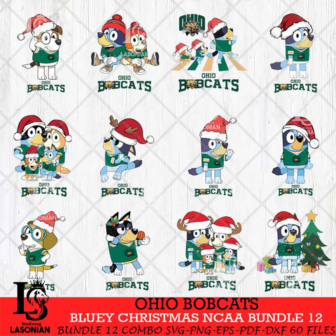 Ohio Bobcats Bluey Christmas NCAA Bundle 12 Cricut File Cut Files , Bluey Cricut , Christmas Svg , Bluey svg , Digital Download, dxf eps png pdf file