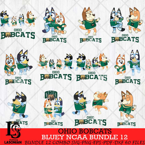 Ohio Bobcats Bluey Dace Mode NCAA Bundle 12 SVG Eps Dxf Png File, Digital Download, Instant Download