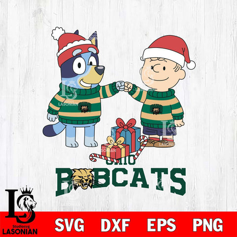 Ohio Bobcats Bluey With Charlie Brown Christmas File Cut, NCAA SVG DXF EPS PNG FILE, Digital Download,Instant Download, Silhouette