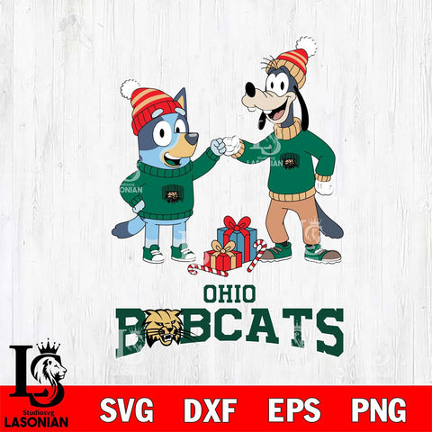 Ohio Bobcats Bluey With Goofy Christmas File Cut, NCAA SVG DXF EPS PNG FILE, Digital Download,Instant Download, Silhouette