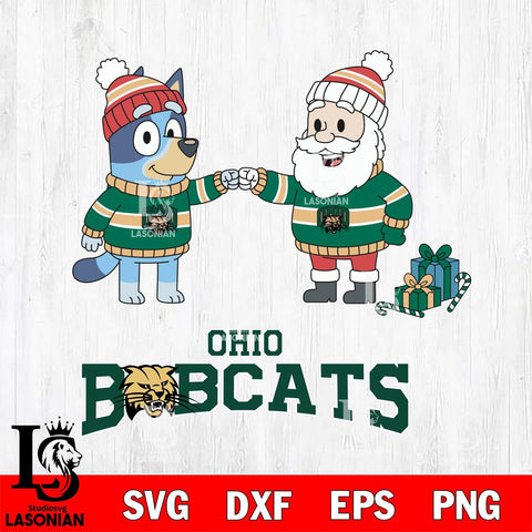 Ohio Bobcats Bluey With Satan Christmas File Cut, NCAA SVG DXF EPS PNG FILE, Digital Download,Instant Download, Silhouette