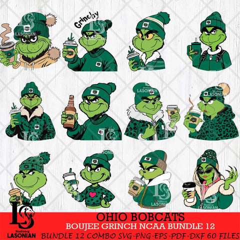 Ohio Bobcats Boujee Grinch NCAA Bundle 12 SVG Eps Dxf Png File, Digital Download, Instant Download