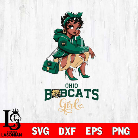 Ohio Bobcats Fashion Black Fan Girl Betty Boop, Svg Eps Dxf Png File, Digital Download