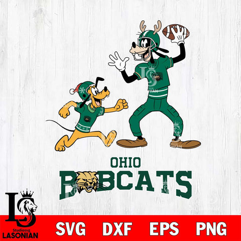 Ohio Bobcats Goofy & Pluto Football Cricut,Christmas SVG DXF EPS PNG FILE, NCAA Digital Download,Instant Download, Silhouette