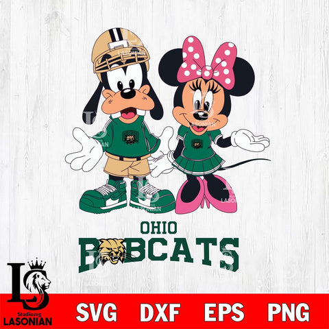 Ohio Bobcats Goofy and Minnie mouse Football SVG DXF EPS PNG FILE,NCAA svg ,Football Digital Download,Instant Download, Silhouette