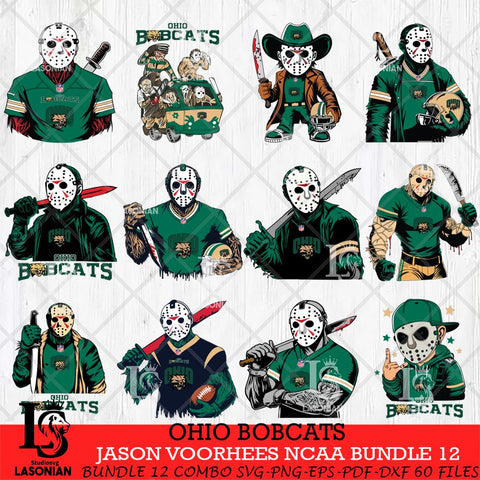 Ohio Bobcats Jason Voorhees Horror Bundle 12 SVG Eps Dxf Png File, bundle NCAA svg, Digital Download, Instant Download