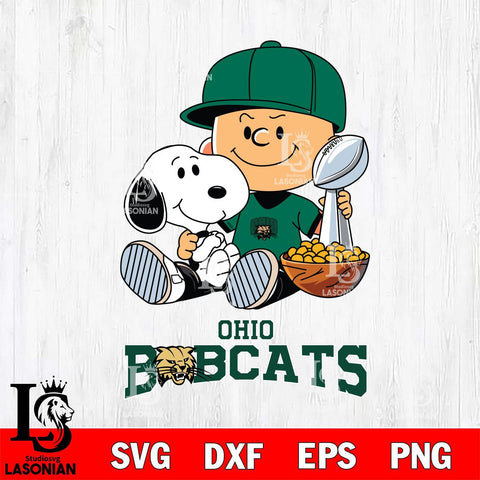 Ohio Bobcats Peanuts Snoopy Champion football SVG DXF EPS PNG FILE,Snoopy File Cut, NCAA Digital Download,Instant Download,Christmas Silhouette