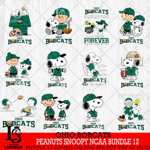 Ohio Bobcats Peanuts Snoopy Player NCAA Bundle 12 SVG DXF EPS PNG FILE,Snoopy File Cut, bundle NCAA Digital Download,Instant Download, Silhouette