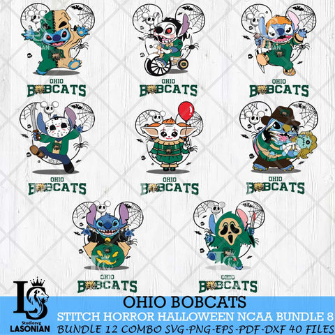 Ohio Bobcats Stitch Horror Halloween Bundle NCAA Svg Eps Dxf Png File, Digital Download, Instant Download