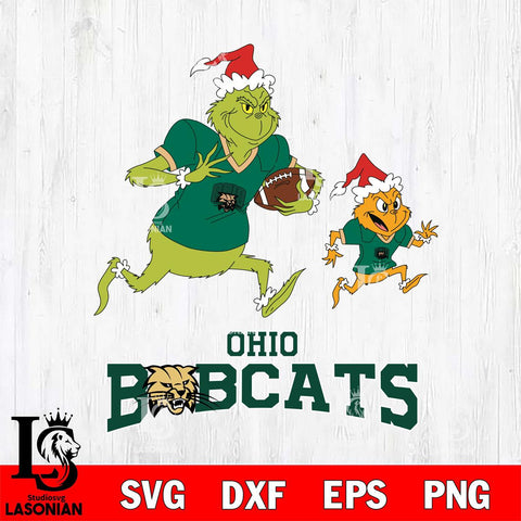 Ohio Bobcats The Grinch & Max Football Cricut,Christmas SVG DXF EPS PNG FILE, NCAA Digital Download,Instant Download, Silhouette