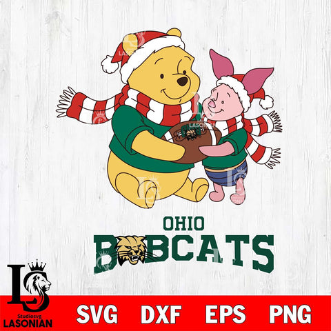 Ohio Bobcats Winnie the Pooh & Piglet Football Cricut,Christmas SVG DXF EPS PNG FILE, NCAA Digital Download,Instant Download, Silhouette
