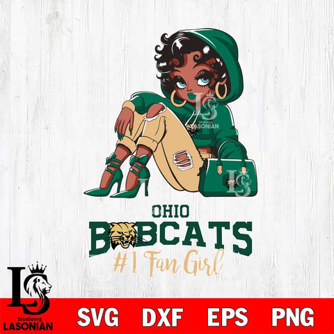 Ohio Bobcats #1 beauty Black Fan Girl, Svg Eps Dxf Png File, Digital Download