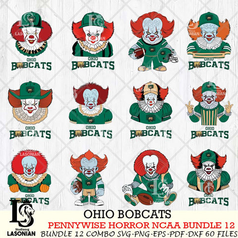 Ohio Bobcats  Pennywise Horror NCAA Bundle 12 SVG Svg Eps Dxf Png File, Digital Download