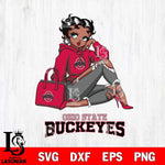 Ohio State Buckeyes Awesome Black Fan Girl Betty Boop, Svg Eps Dxf Png File, Digital Download