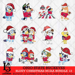 Ohio State Buckeyes Bluey Christmas NCAA Bundle 12 SVG Eps Dxf Png File, Digital Download, Instant Download