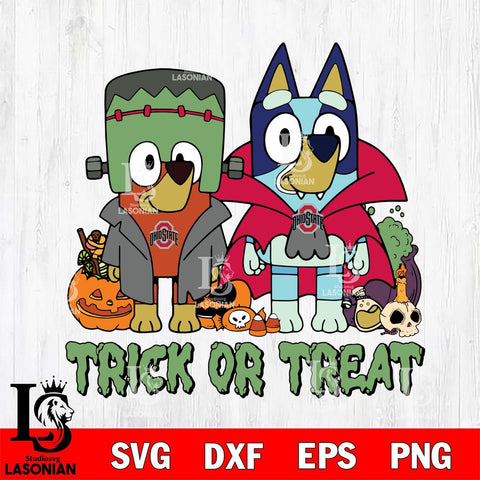 Ohio State Buckeyes Bluey Halloween Trick or Treat Svg Eps Dxf Png File, Digital Download, Instant Download