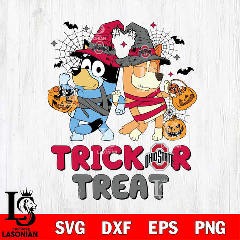 Ohio State Buckeyes Bluey Trick or Treat Halloween 2 Svg Eps Dxf Png File, Digital Download, Instant Download