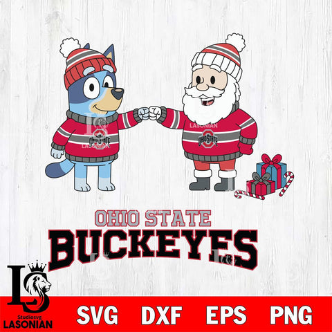 Ohio State Buckeyes Bluey With Satan Christmas File Cut, NCAA SVG DXF EPS PNG FILE, Digital Download,Instant Download, Silhouette