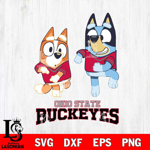 Ohio State Buckeyes Bluey with Chilli Dance Svg Eps Dxf Png File, Digital Download, Instant Download