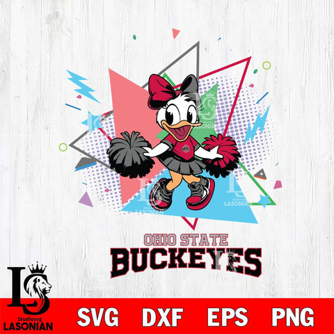 Ohio State Buckeyes Cute Daisy Duck Cheerleader SVG DXF EPS PNG FILE, NCAA File Cut,Digital Download,Instant Download
