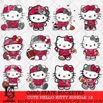 Ohio State Buckeyes Cute Hello Kitty Bundle 12 SVG Eps Dxf Png File, NCAA Bundle svg, Digital Download, Instant Download