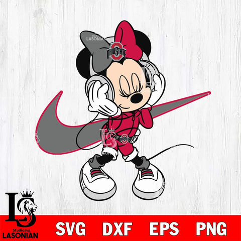 Ohio State Buckeyes Cute Minnie Mouse Dancing Svg Eps Dxf Png File, NCAA svg, Digital Download, Instant Download