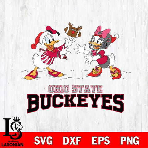 Ohio State Buckeyes Donald Duck & Daisy Duck Football Cricut,Christmas SVG DXF EPS PNG FILE, NCAA Digital Download,Instant Download, Silhouette