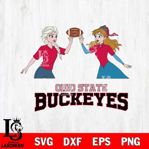 Ohio State Buckeyes Elsa & Anna Football Cricut,Christmas SVG DXF EPS PNG FILE, NCAA Digital Download,Instant Download, Silhouette