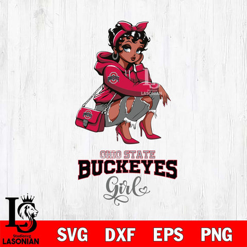 Ohio State Buckeyes Fashion Black Fan Girl Betty Boop, Svg Eps Dxf Png File, Digital Download