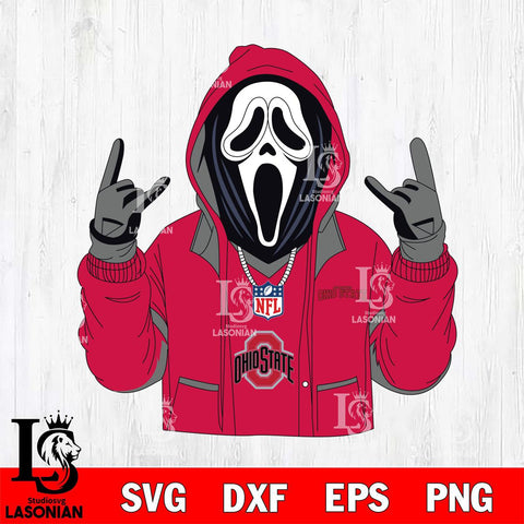 Ohio State Buckeyes Ghostface Scream Football Halloween Svg Eps Dxf Png File, NCAA svg, Digital Download, Instant Download