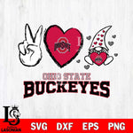 Ohio State Buckeyes Gnomes Peace & Love Svg Eps Dxf Png File, Digital Download, Instant Download