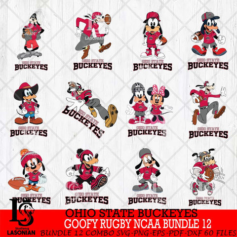 Ohio State Buckeyes Goofy Rugby Disney NCAA Bundle 12 SVG DXF EPS PNG FILE,NCAA bundle svg ,Football Digital Download,Instant Download, Silhouette