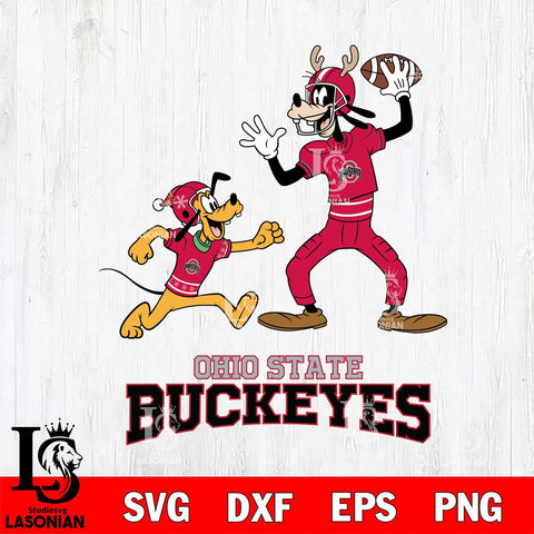 Ohio State Buckeyes Goofy & Pluto Football Cricut,Christmas SVG DXF EPS PNG FILE, NCAA Digital Download,Instant Download, Silhouette
