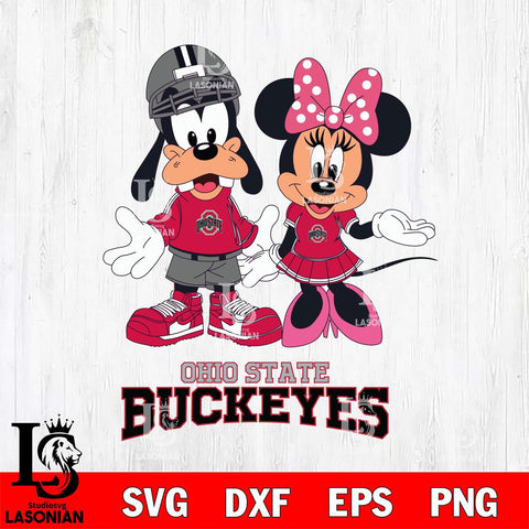 Ohio State Buckeyes Goofy and Minnie mouse Football SVG DXF EPS PNG FILE,NCAA svg ,Football Digital Download,Instant Download, Silhouette