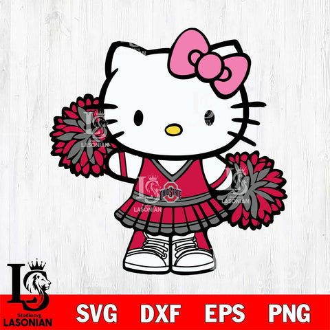 Ohio State Buckeyes Hello Kitty Cheerleader 11 Svg Eps Dxf Png File, Digital Download, Instant Download