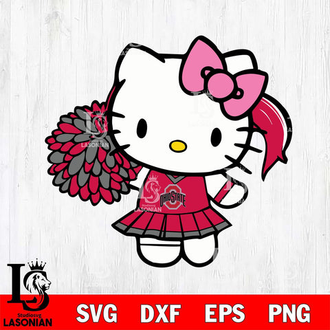 Ohio State Buckeyes Hello Kitty Cheerleader 12 Svg Eps Dxf Png File, Digital Download, Instant Download