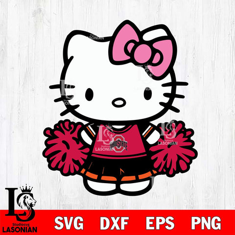 Ohio State Buckeyes Hello Kitty Cheerleader 2 Svg Eps Dxf Png File, Digital Download, Instant Download