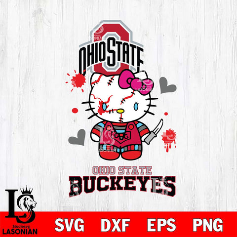 Ohio State Buckeyes Hello Kitty Horror 2 Svg Eps Dxf Png File, Digital Download