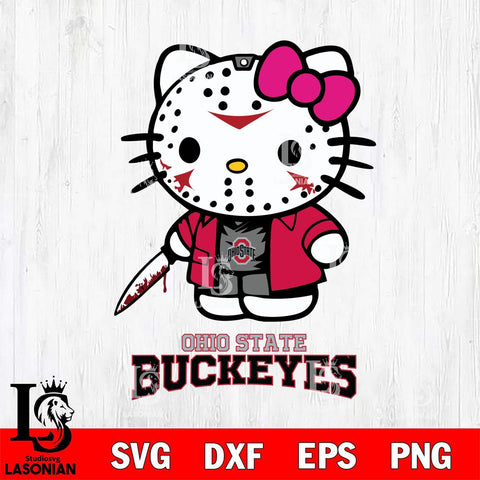 Ohio State Buckeyes Hello Kitty Horror 3 Svg Eps Dxf Png File, Digital Download