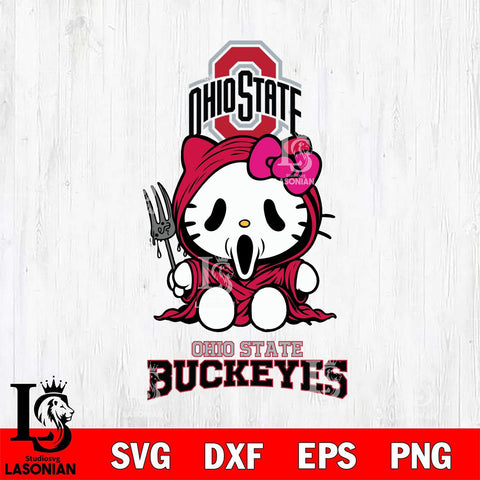 Ohio State Buckeyes Hello Kitty Horror 4 Svg Eps Dxf Png File, Digital Download