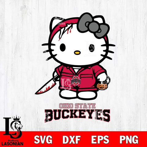 Ohio State Buckeyes Hello Kitty Horror 5 Svg Eps Dxf Png File, Digital Download