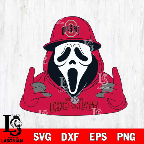Ohio State Buckeyes Horror Character Ghostface Sport Svg Eps Dxf Png File, NCAA svg, Digital Download, Instant Download
