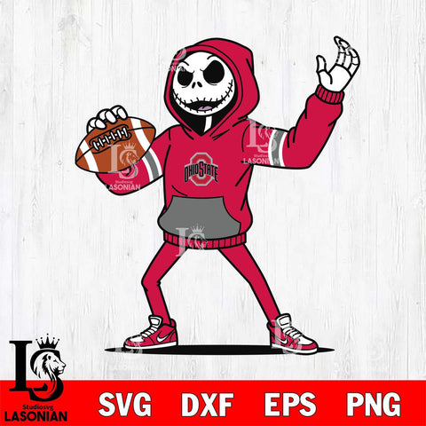 Ohio State Buckeyes Jack Skellington Football Christmas File Cut, NCAA SVG DXF EPS PNG FILE, Digital Download , Criucut , Silhouette