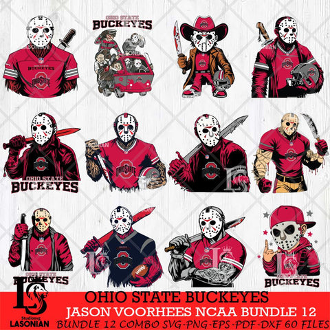 Ohio State Buckeyes Jason Voorhees Horror Bundle 12 SVG Eps Dxf Png File, bundle NCAA svg, Digital Download, Instant Download