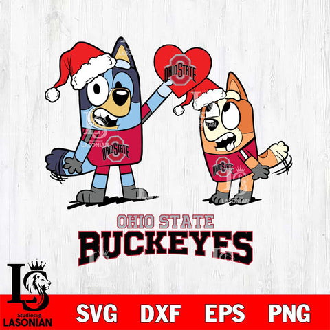 Ohio State Buckeyes Love Bluey Christmas Svg Eps Dxf Png File, Digital Download
