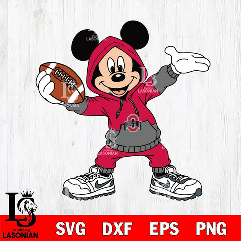 Ohio State Buckeyes Mickey Disney Football Christmas File Cut, NCAA SVG DXF EPS PNG FILE, Digital Download , Criucut , Silhouette
