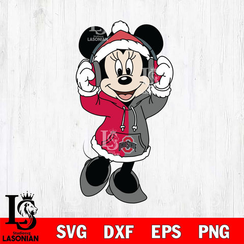 Ohio State Buckeyes Minnie Mouse Disney Football Christmas File Cut, NCAA SVG DXF EPS PNG FILE, Digital Download , Criucut , Silhouette