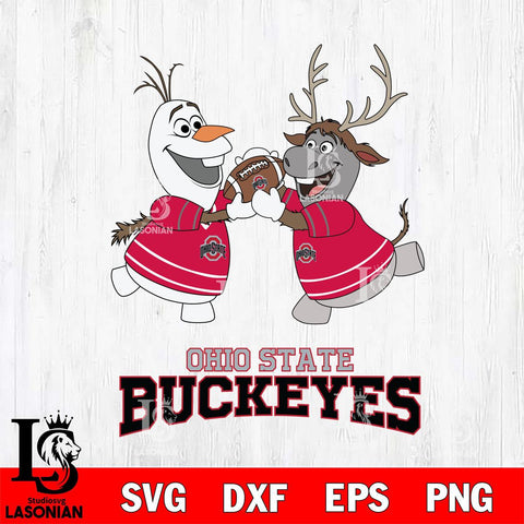 Ohio State Buckeyes Olaf & Sven Football Cricut,Christmas SVG DXF EPS PNG FILE, NCAA Digital Download,Instant Download, Silhouette