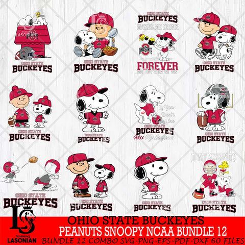 Ohio State Buckeyes Peanuts Snoopy Player NCAA Bundle 12 SVG DXF EPS PNG FILE,Snoopy File Cut, bundle NCAA Digital Download,Instant Download, Silhouette